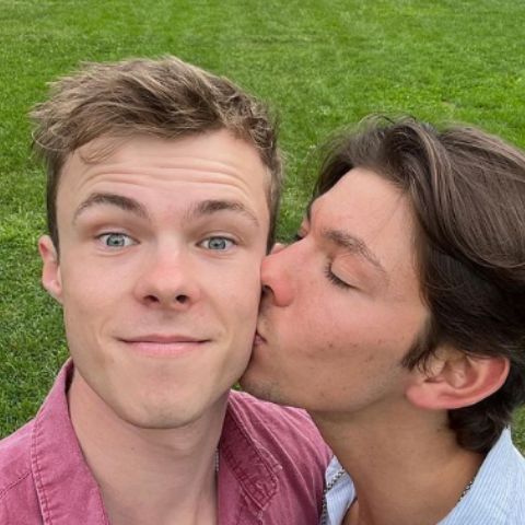 An Australian actor cum singer, Nicholas Hamilton with his partner, Jackson